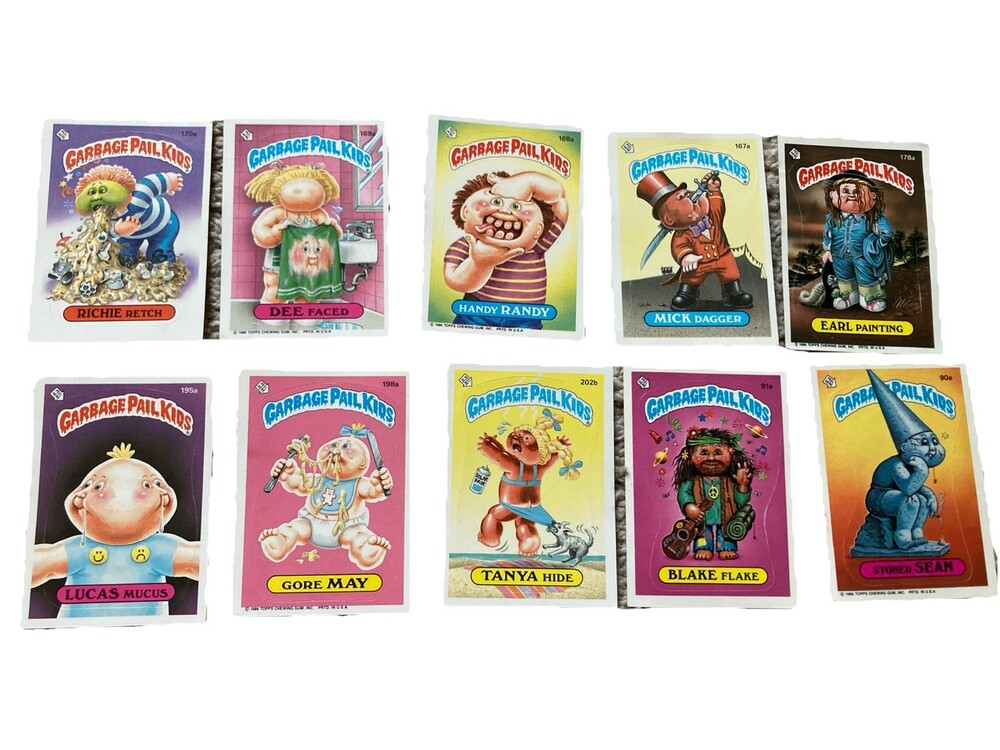GARBAGE PAIL KIDS CARDS LOT OF 10 1986 - Gore May, Lucas Mucus, Tanya Hide, etc.